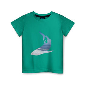 Детская футболка хлопок с принтом Winter shark , 100% хлопок | круглый вырез горловины, полуприлегающий силуэт, длина до линии бедер | акула | зима | лед | пляж