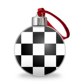 Ёлочный шар с принтом Клетка , Пластик | Диаметр: 77 мм | белый | черно белый | черный | шахматная