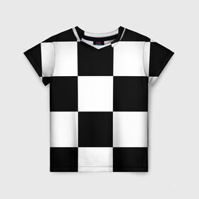 Детская футболка 3D с принтом Клетка , 100% гипоаллергенный полиэфир | прямой крой, круглый вырез горловины, длина до линии бедер, чуть спущенное плечо, ткань немного тянется | белый | черно белый | черный | шахматная