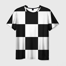 Мужская футболка 3D с принтом Клетка , 100% полиэфир | прямой крой, круглый вырез горловины, длина до линии бедер | белый | черно белый | черный | шахматная