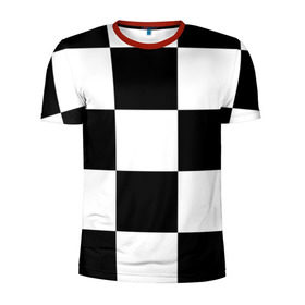 Мужская футболка 3D спортивная с принтом Клетка , 100% полиэстер с улучшенными характеристиками | приталенный силуэт, круглая горловина, широкие плечи, сужается к линии бедра | белый | черно белый | черный | шахматная