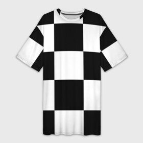 Платье-футболка 3D с принтом Клетка ,  |  | белый | черно белый | черный | шахматная