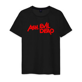 Мужская футболка хлопок с принтом ASH VS EVIL DEAD , 100% хлопок | прямой крой, круглый вырез горловины, длина до линии бедер, слегка спущенное плечо. | Тематика изображения на принте: эш против мертвецов