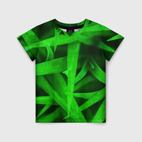 Детская футболка 3D с принтом Трава , 100% гипоаллергенный полиэфир | прямой крой, круглый вырез горловины, длина до линии бедер, чуть спущенное плечо, ткань немного тянется | Тематика изображения на принте: зеленый | макро | яркий