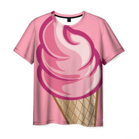 Мужская футболка 3D с принтом Ice Cream , 100% полиэфир | прямой крой, круглый вырез горловины, длина до линии бедер | Тематика изображения на принте: cream | ice | мороженное