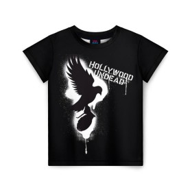Детская футболка 3D с принтом Hollywood Undead , 100% гипоаллергенный полиэфир | прямой крой, круглый вырез горловины, длина до линии бедер, чуть спущенное плечо, ткань немного тянется | хип хоп