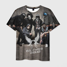 Мужская футболка 3D с принтом Hollywood Undead , 100% полиэфир | прямой крой, круглый вырез горловины, длина до линии бедер | хип хоп