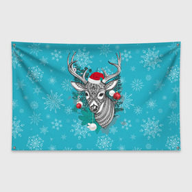 Флаг-баннер с принтом Новогодний олень , 100% полиэстер | размер 67 х 109 см, плотность ткани — 95 г/м2; по краям флага есть четыре люверса для крепления | 2016 | christmas | deer | год | новогодний | новый | олень | рождественский | с новым годом