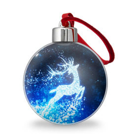 Ёлочный шар с принтом Новогодний олень , Пластик | Диаметр: 77 мм | christmas | deer | год | рождество