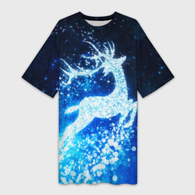 Платье-футболка 3D с принтом Новогодний олень ,  |  | christmas | deer | год | рождество