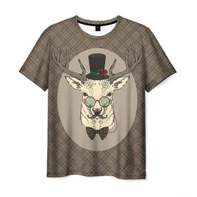 Мужская футболка 3D с принтом Deer , 100% полиэфир | прямой крой, круглый вырез горловины, длина до линии бедер | 2016 | christmas | deer | год | новогодний | новый | олень | рождественский | с новым годом