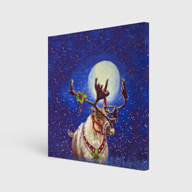 Холст квадратный с принтом Christmas deer , 100% ПВХ |  | Тематика изображения на принте: 2016 | christmas | deer | год | новогодний | новый | олень | рождественский | с новым годом