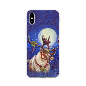 Чехол для Apple iPhone X силиконовый матовый с принтом Christmas deer , Силикон | Печать на задней стороне чехла, без боковой панели | 2016 | christmas | deer | год | новогодний | новый | олень | рождественский | с новым годом