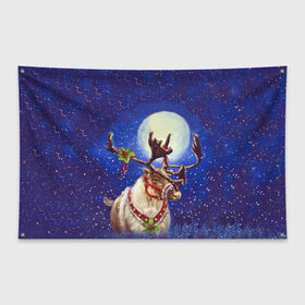 Флаг-баннер с принтом Christmas deer , 100% полиэстер | размер 67 х 109 см, плотность ткани — 95 г/м2; по краям флага есть четыре люверса для крепления | 2016 | christmas | deer | год | новогодний | новый | олень | рождественский | с новым годом