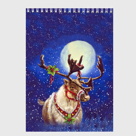 Скетчбук с принтом Christmas deer , 100% бумага
 | 48 листов, плотность листов — 100 г/м2, плотность картонной обложки — 250 г/м2. Листы скреплены сверху удобной пружинной спиралью | 2016 | christmas | deer | год | новогодний | новый | олень | рождественский | с новым годом