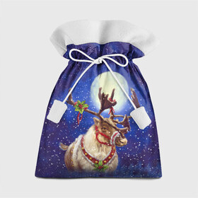 Подарочный 3D мешок с принтом Christmas deer , 100% полиэстер | Размер: 29*39 см | Тематика изображения на принте: 2016 | christmas | deer | год | новогодний | новый | олень | рождественский | с новым годом