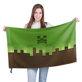 Флаг 3D с принтом Minecraft edition , 100% полиэстер | плотность ткани — 95 г/м2, размер — 67 х 109 см. Принт наносится с одной стороны | Тематика изображения на принте: creeper | minecraft