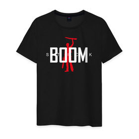 Мужская футболка хлопок с принтом Boom Stick , 100% хлопок | прямой крой, круглый вырез горловины, длина до линии бедер, слегка спущенное плечо. | 