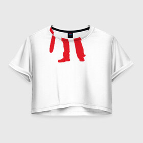 Женская футболка 3D укороченная с принтом Boom Stick , 100% полиэстер | круглая горловина, длина футболки до линии талии, рукава с отворотами | 