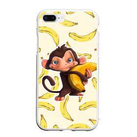 Чехол для iPhone 7Plus/8 Plus матовый с принтом Обезьяна с бананом , Силикон | Область печати: задняя сторона чехла, без боковых панелей | Тематика изображения на принте: мартышка | обезьяна