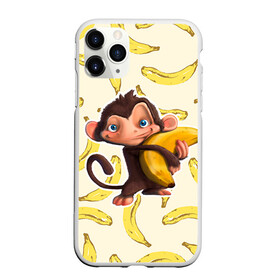 Чехол для iPhone 11 Pro матовый с принтом Обезьяна с бананом , Силикон |  | Тематика изображения на принте: мартышка | обезьяна