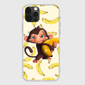 Чехол для iPhone 12 Pro с принтом Обезьяна с бананом , силикон | область печати: задняя сторона чехла, без боковых панелей | Тематика изображения на принте: мартышка | обезьяна