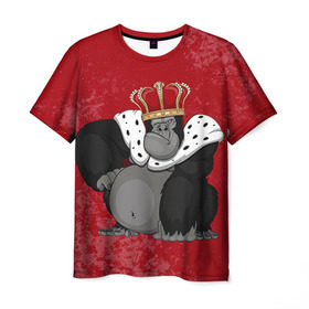 Мужская футболка 3D с принтом Обезьяна король , 100% полиэфир | прямой крой, круглый вырез горловины, длина до линии бедер | 2016 | год | король | корона | мартышка | новый | обезьяна | с новым год