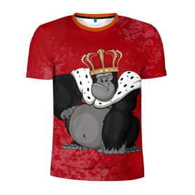 Мужская футболка 3D спортивная с принтом Обезьяна король , 100% полиэстер с улучшенными характеристиками | приталенный силуэт, круглая горловина, широкие плечи, сужается к линии бедра | 2016 | год | король | корона | мартышка | новый | обезьяна | с новым год