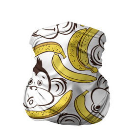 Бандана-труба 3D с принтом Обезьянки и бананы , 100% полиэстер, ткань с особыми свойствами — Activecool | плотность 150‒180 г/м2; хорошо тянется, но сохраняет форму | банан