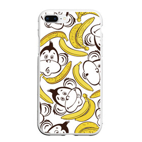 Чехол для iPhone 7Plus/8 Plus матовый с принтом Обезьянки и бананы , Силикон | Область печати: задняя сторона чехла, без боковых панелей | Тематика изображения на принте: банан