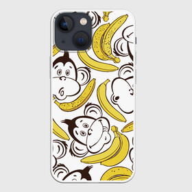 Чехол для iPhone 13 mini с принтом Обезьянки и бананы ,  |  | Тематика изображения на принте: банан