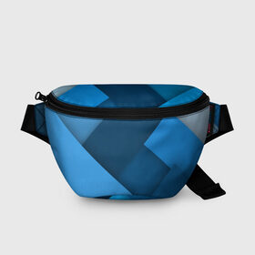Поясная сумка 3D с принтом Абстракт , 100% полиэстер | плотная ткань, ремень с регулируемой длиной, внутри несколько карманов для мелочей, основное отделение и карман с обратной стороны сумки застегиваются на молнию | геометрия | синий
