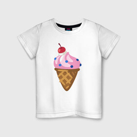 Детская футболка хлопок с принтом Мороженка , 100% хлопок | круглый вырез горловины, полуприлегающий силуэт, длина до линии бедер | 