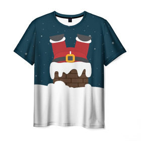 Мужская футболка 3D с принтом Санта , 100% полиэфир | прямой крой, круглый вырез горловины, длина до линии бедер | год | новогодний | новый | с новым годом | санта