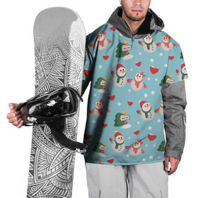 Накидка на куртку 3D с принтом Влюбленный снеговики , 100% полиэстер |  | Тематика изображения на принте: год | новогодний | новый | с новым годом | снеговик
