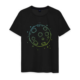 Мужская футболка хлопок с принтом Moon , 100% хлопок | прямой крой, круглый вырез горловины, длина до линии бедер, слегка спущенное плечо. | луна | луна   стильный принт.moon | полная луна