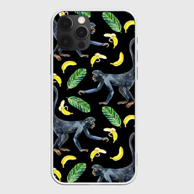 Чехол для iPhone 12 Pro с принтом Обезьянки и бананы , силикон | область печати: задняя сторона чехла, без боковых панелей | Тематика изображения на принте: банан