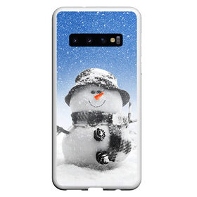 Чехол для Samsung Galaxy S10 с принтом Снеговик , Силикон | Область печати: задняя сторона чехла, без боковых панелей | Тематика изображения на принте: 2016 | winter | год | зима | мартышка | новогодний | новый | обезьяна | обезьянка | подарок | с новым годом | снег | снеговик