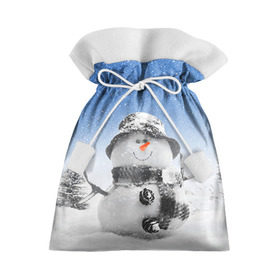 Подарочный 3D мешок с принтом Снеговик , 100% полиэстер | Размер: 29*39 см | 2016 | winter | год | зима | мартышка | новогодний | новый | обезьяна | обезьянка | подарок | с новым годом | снег | снеговик