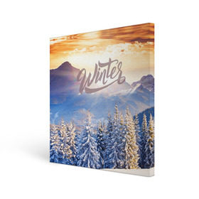 Холст квадратный с принтом Winter , 100% ПВХ |  | зима | пейзвж | снег