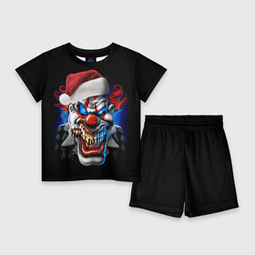 Детский костюм с шортами 3D с принтом Новогодний клоун ,  |  | 2016 | год | злодей | злой | клоун | монстр | новогодний | новый | с новым годом