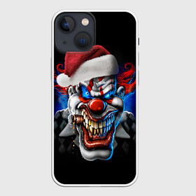 Чехол для iPhone 13 mini с принтом Новогодний клоун ,  |  | Тематика изображения на принте: 2016 | год | злодей | злой | клоун | монстр | новогодний | новый | с новым годом