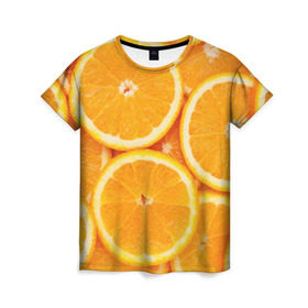Женская футболка 3D с принтом Апельсинчик , 100% полиэфир ( синтетическое хлопкоподобное полотно) | прямой крой, круглый вырез горловины, длина до линии бедер | Тематика изображения на принте: orange | апельсин | фрукты