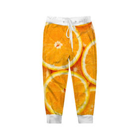 Детские брюки 3D с принтом Апельсинчик , 100% полиэстер | манжеты по низу, эластичный пояс регулируется шнурком, по бокам два кармана без застежек, внутренняя часть кармана из мелкой сетки | orange | апельсин | фрукты