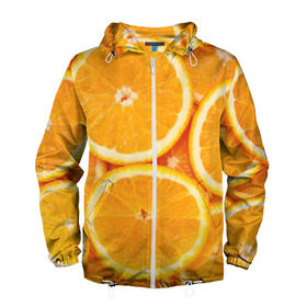 Мужская ветровка 3D с принтом Апельсинчик , 100% полиэстер | подол и капюшон оформлены резинкой с фиксаторами, два кармана без застежек по бокам, один потайной карман на груди | Тематика изображения на принте: orange | апельсин | фрукты