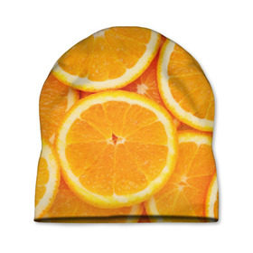 Шапка 3D с принтом Апельсинчик , 100% полиэстер | универсальный размер, печать по всей поверхности изделия | Тематика изображения на принте: orange | апельсин | фрукты