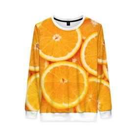 Женский свитшот 3D с принтом Апельсинчик , 100% полиэстер с мягким внутренним слоем | круглый вырез горловины, мягкая резинка на манжетах и поясе, свободная посадка по фигуре | orange | апельсин | фрукты
