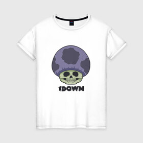 Женская футболка хлопок с принтом 1Down , 100% хлопок | прямой крой, круглый вырез горловины, длина до линии бедер, слегка спущенное плечо | марио