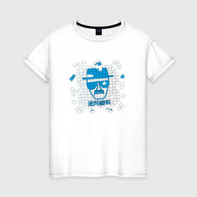 Женская футболка хлопок с принтом Heisenberg Puzzle , 100% хлопок | прямой крой, круглый вырез горловины, длина до линии бедер, слегка спущенное плечо | Тематика изображения на принте: breaking bad | во все тяжкие | сериал