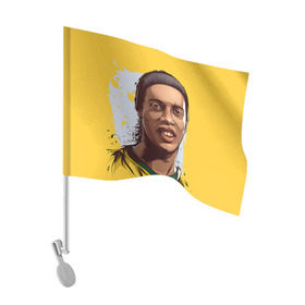 Флаг для автомобиля с принтом Ronaldinho , 100% полиэстер | Размер: 30*21 см | Тематика изображения на принте: football | ronaldinho | роналдиньо | футбол | футболист